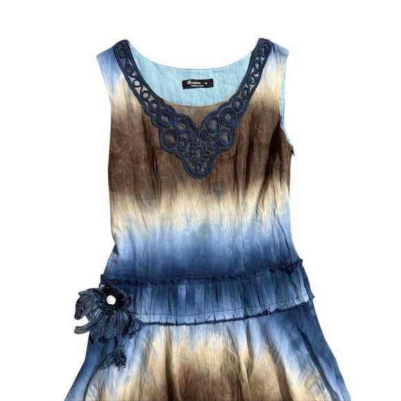 Vtg Domin y2k dark fairy grunge dress blue brown Hippie Tie Dye - Picture 2 of 15